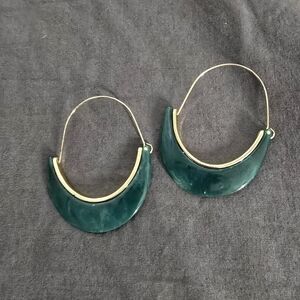 Chic Gold and Green Crescent Earrings